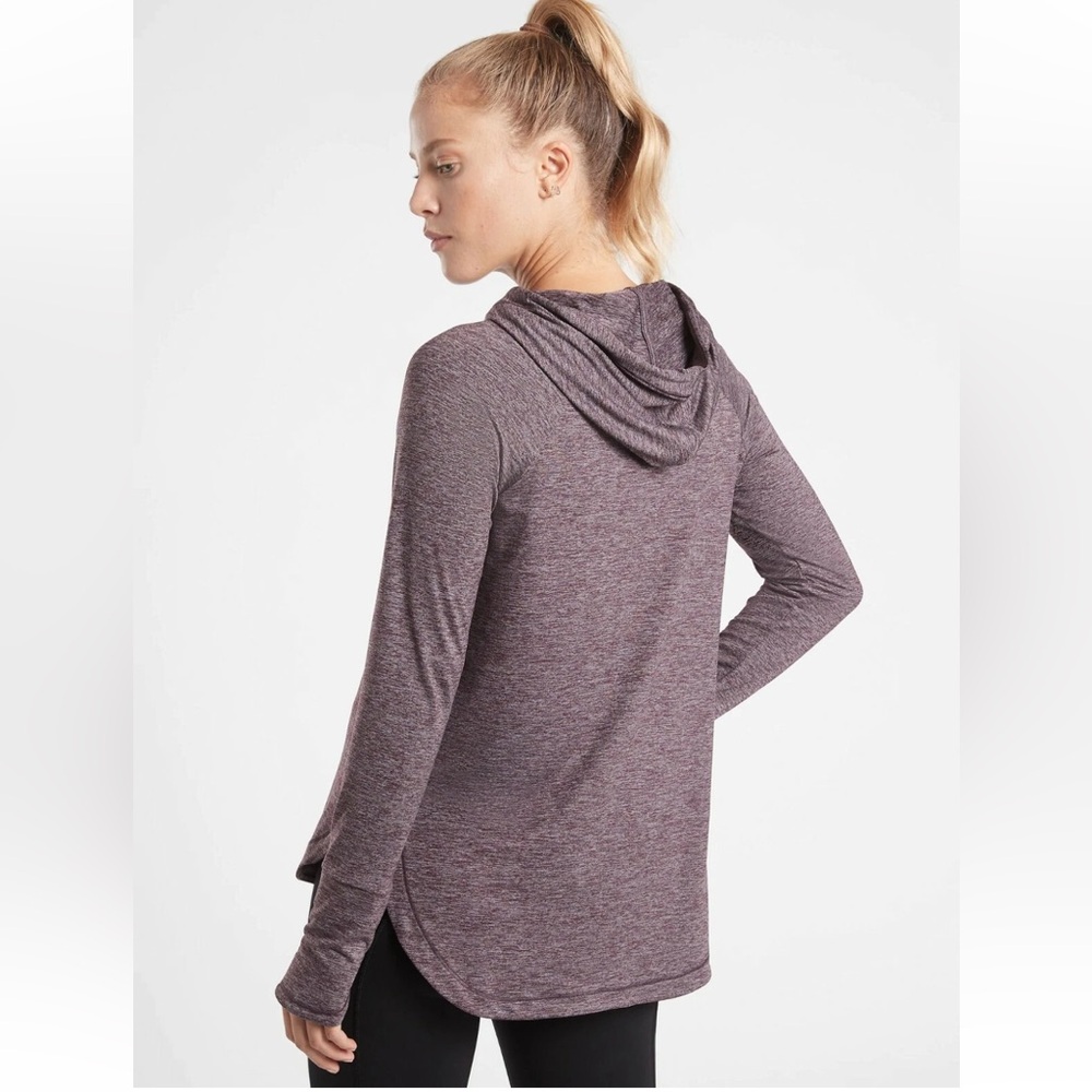 Athleta Uptempo Hoodie Sweatshirt SZ Large  color : Agate‎ Purple/ Shark Grey - Picture 2 of 7